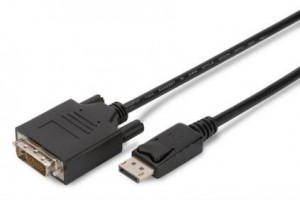 Assmann Kabel adapter Displayport z zatrzaskiem 1080p 60Hz FHD Typ DP/DVI-D (24+1) M/M 1m Czarny