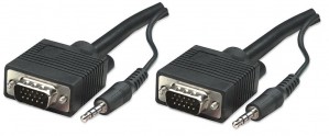 Manhattan Kabel VGA 15 M/15 M, z audio 4,5m, ekranowany,czarny