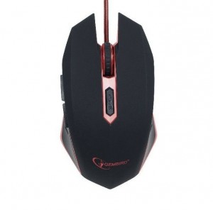 Gembird MUSG-001-R gamingowa mysz optyczna USB, 2400 DPI, czarna z czerwonym podświetleniem