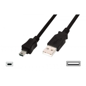 Assmann Kabel połączeniowy USB 2.0 HighSpeed 'Canon' Typ USB A/miniUSB B (5pin) M/M czarny 3m