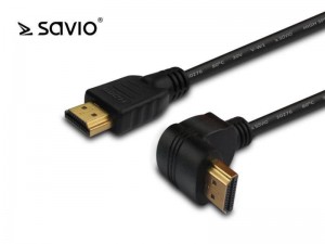 Savio Kabel HDMI CL-04 1,5m, czarny, KĄTOWY, złote końcówki, v1.4 high speed, ether