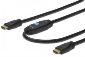 Assmann Kabel połączeniowy HDMI HighSpeed z Ethernetem ze wzmacniaczem 4K 30Hz UHD HDMI A/A M/M 10m