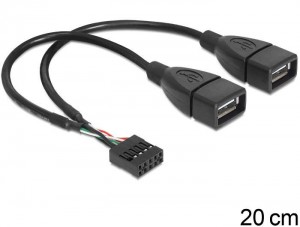 DeLOCK Kabel USB PIN HEADER(M) 10 PIN-2x USB-A(F) 2.0