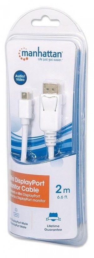 Manhattan 393812 Kabel monitorowy Mini DisplayPort/DisplayPort, M/M, biały, 2m, blister