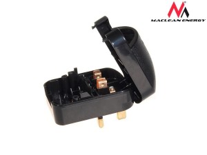 Maclean Adapter zasilania MCE70 UK na Euro kątowy czarny