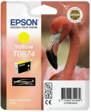 Epson Ink Yellow | Flamingo Singlepack Yellow | T0874 Ultra Gloss High-Gloss 2, Original, Pigment-based ink, Yellow,, - 
