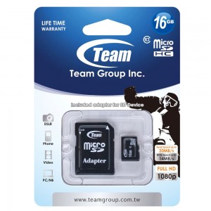 Team Group Karta pamięci microSDHC Class 10 16GB + Adapter SD