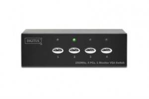 Digitus Przełącznik/Switch VGA 4-portowy, 250MHz 1080p 60Hz FHD