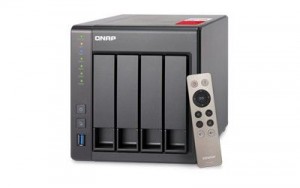 QNAP 4-Bay NAS, Intel Celeron Quad-Core 2.0GHz (up to 2.42GHz), 2GB DDR3L RAM (max 8GB), SATA 6Gb/s, 2 x GbE, hardware transcoding, HDMI out with kodi, remote control included, Virtualization Station, Surveillance Station (max 40 Ch), max 1 UX-800P/500P e